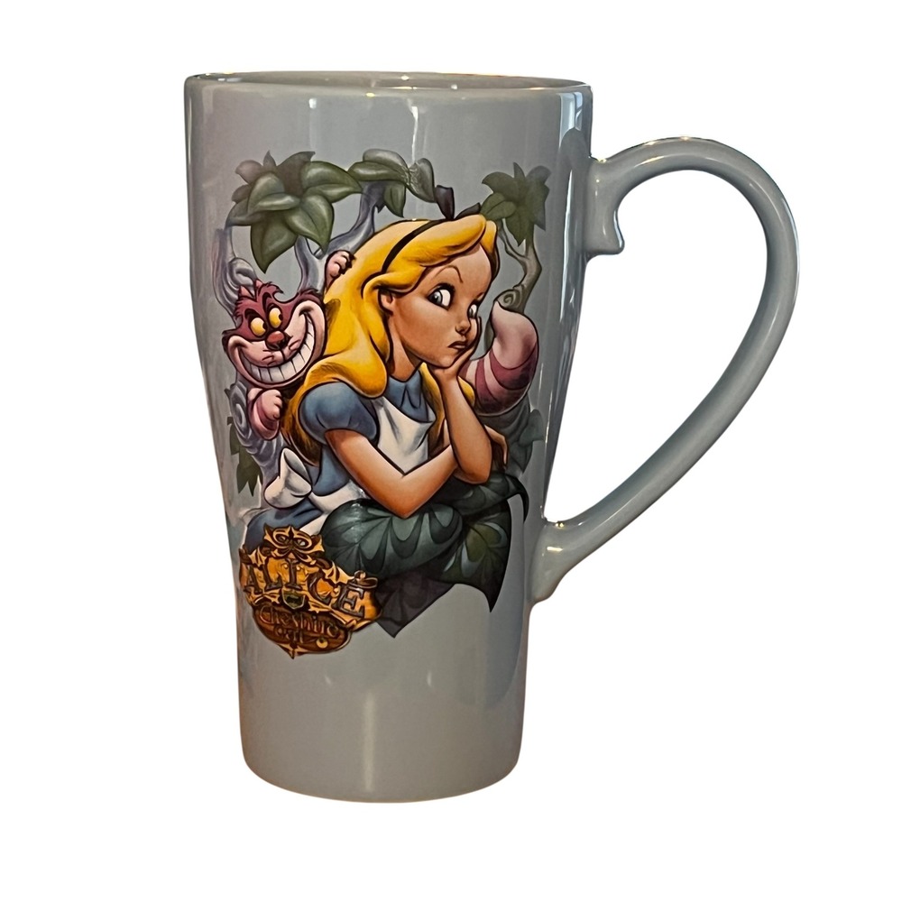 Disney Store Alice in Wonderland Cheshire Cat Blue Ceramic 20 oz coffee Mug